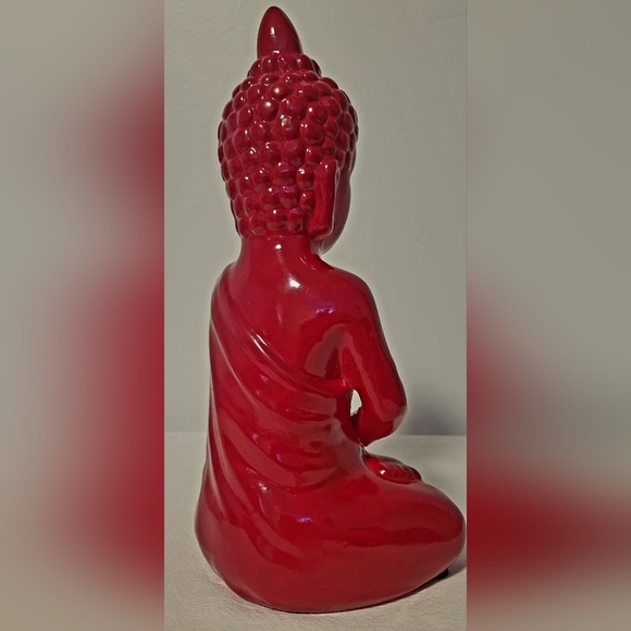 Beautiful decorative Statue in red ceramic of Shakyamuni Buddha in meditation - Picture 6 of 12